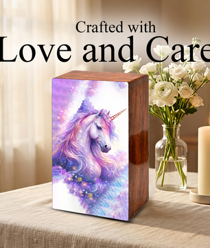 Purple Unicorn Urn for Ashes - Fairy Unicorn  Cremation Keepsake Urns Box