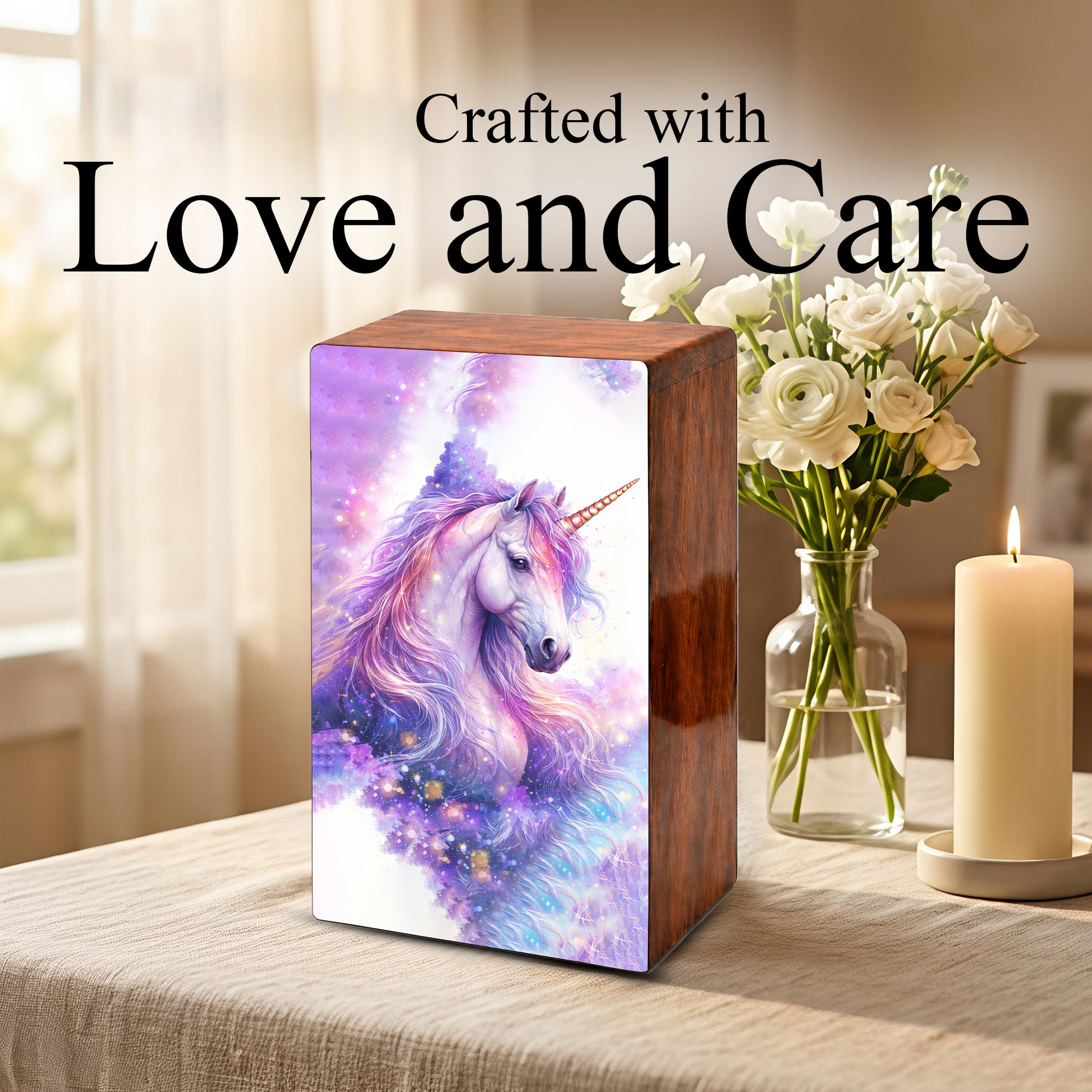 Purple Unicorn Urn for Ashes - Fairy Unicorn  Cremation Keepsake Urns Box