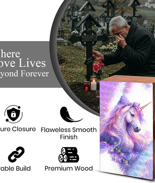 Purple Unicorn Urn for Ashes - Fairy Unicorn  Cremation Keepsake Urns Box