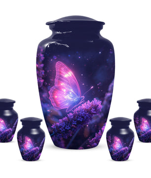 Purple Butterfly Urn for Human Ashes | Elegant Purple Butterfly Cremation Urn for Adult Ashes
