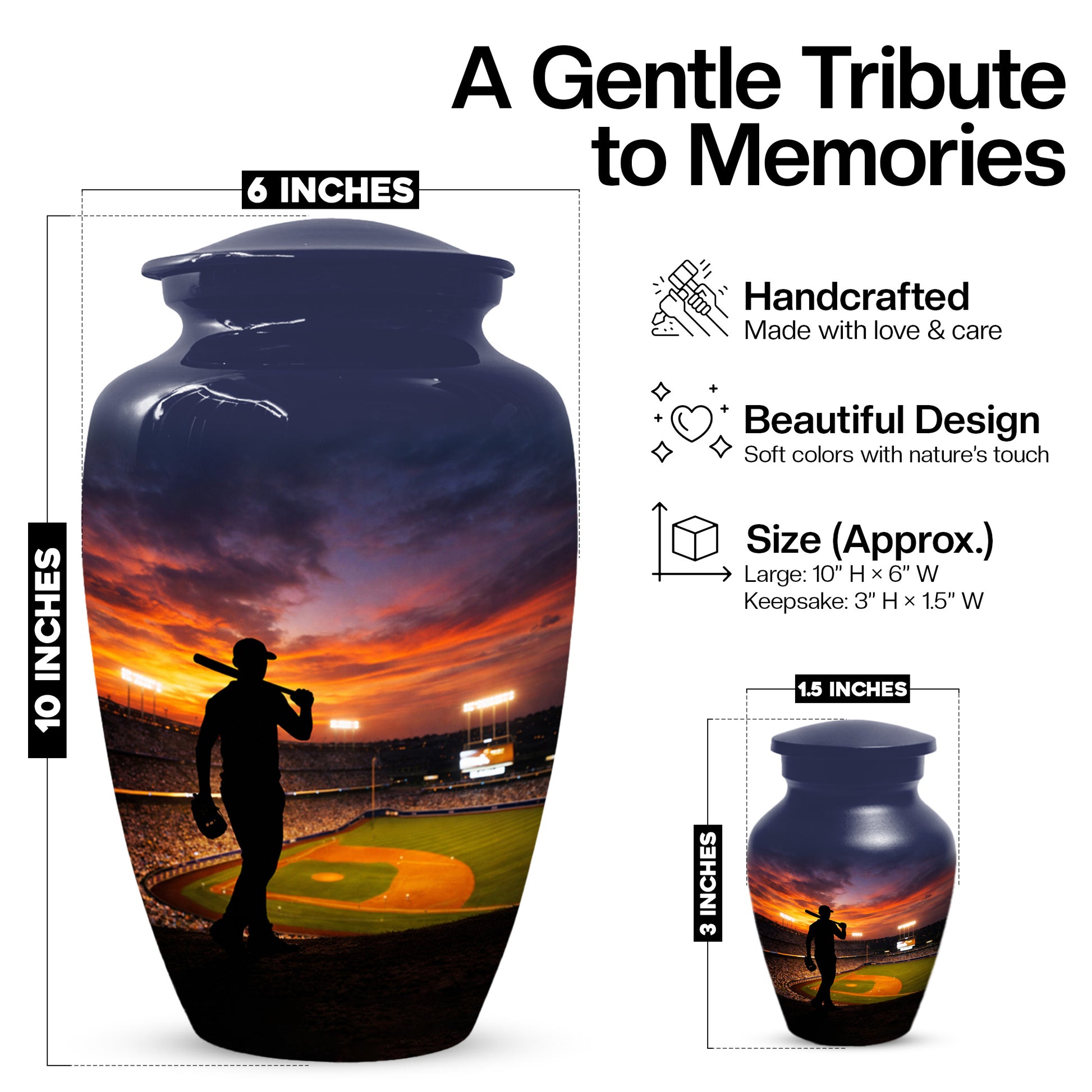 Baseball Memorial Urns for Ashes -  Personalized Cremation Keepsake for Dad | Custom Urn for Father