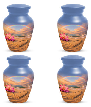 Beach Rainbow  Memorial Urn for Ashes – Custom Ocean  Keepsake Urns for Mom & Dad