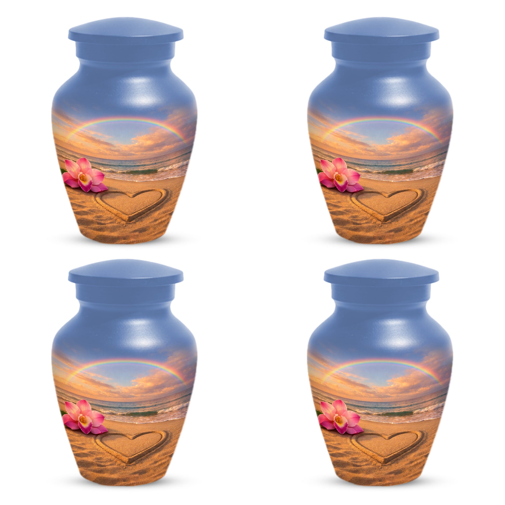 Beach Rainbow  Memorial Urn for Ashes – Custom Ocean  Keepsake Urns for Mom & Dad