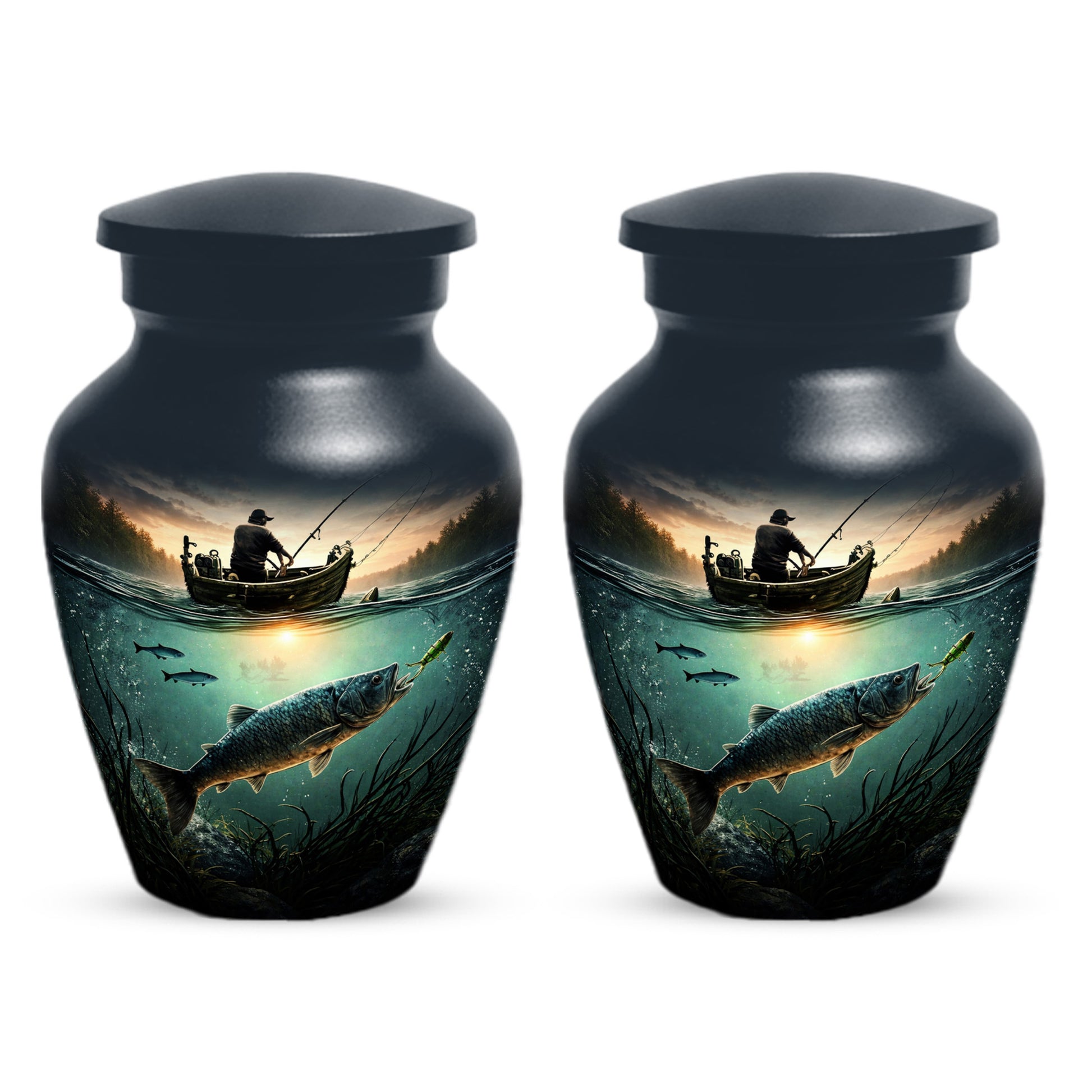 Fisherman Urn for Ashes -  Personalized Gone Fishing Memorial | Custom Cremation Urns for Dad