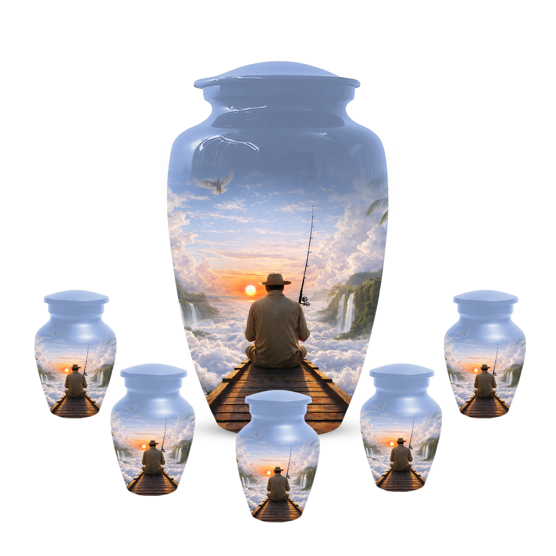 Fishing Memorial Urn for Human Ashes, Fisherman Cremation Urn