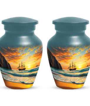 Beach Urn for Mom – Custom Ocean Sunset Cremation Urns for Ashes | Coastal Memorial Keepsake for Female