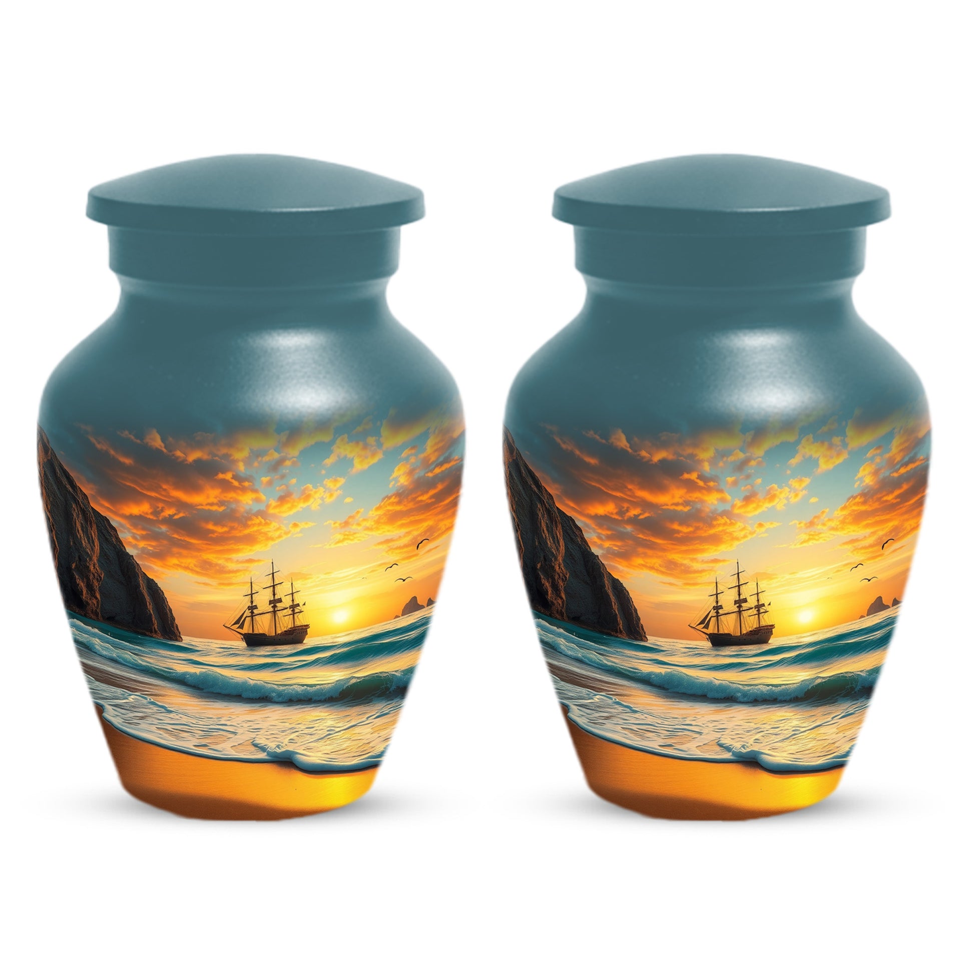 Beach Urn for Mom – Custom Ocean Sunset Cremation Urns for Ashes | Coastal Memorial Keepsake for Female