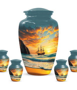 Beach Urn for Mom – Custom Ocean Sunset Cremation Urns for Ashes | Coastal Memorial Keepsake for Female