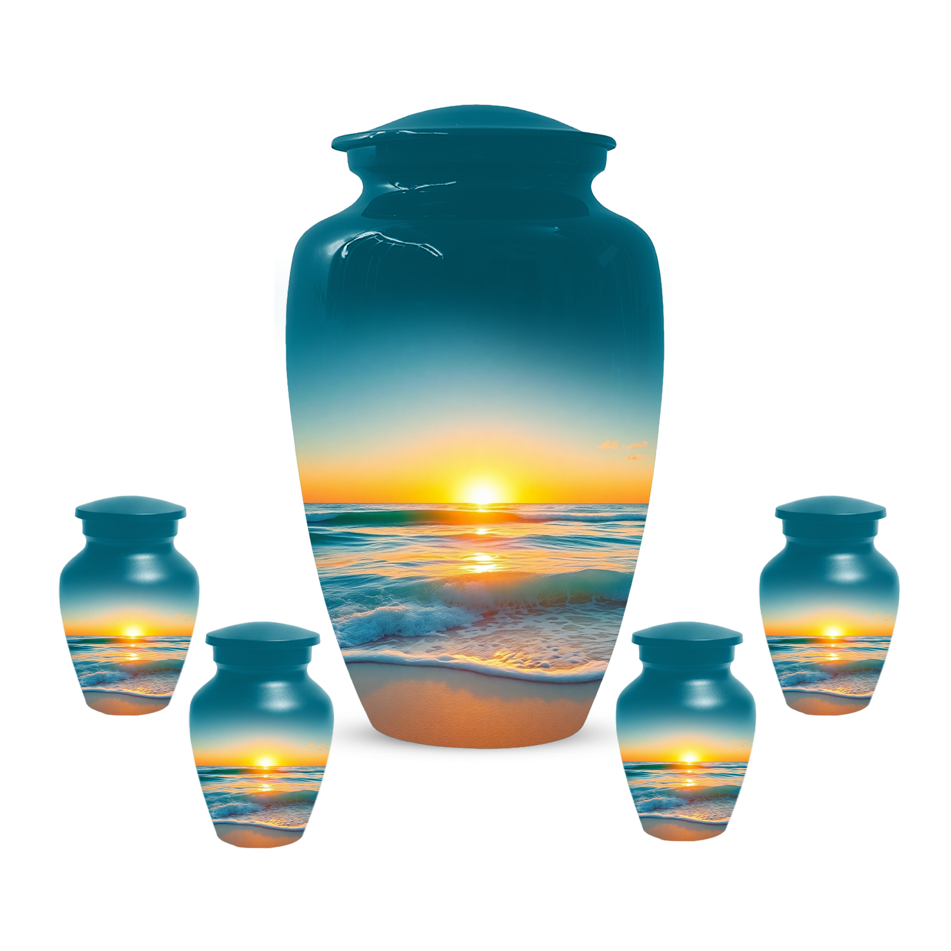 Beach Sunset Memorial Urn for Human Ashes, Ocean Cremation Urn