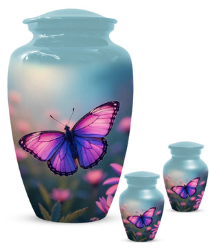 Purple Pink Butterfly Urn for Human Ashes | Elegant Purple Pink Butterfly Cremation Urn for Adult Ashes