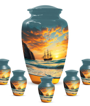 Beach Urn for Mom – Custom Ocean Sunset Cremation Urns for Ashes | Coastal Memorial Keepsake for Female
