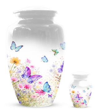 Butterfly Memorial Urn for Human Ashes, Custom Floral Cremation Urn, Butterfly Urn for Mom