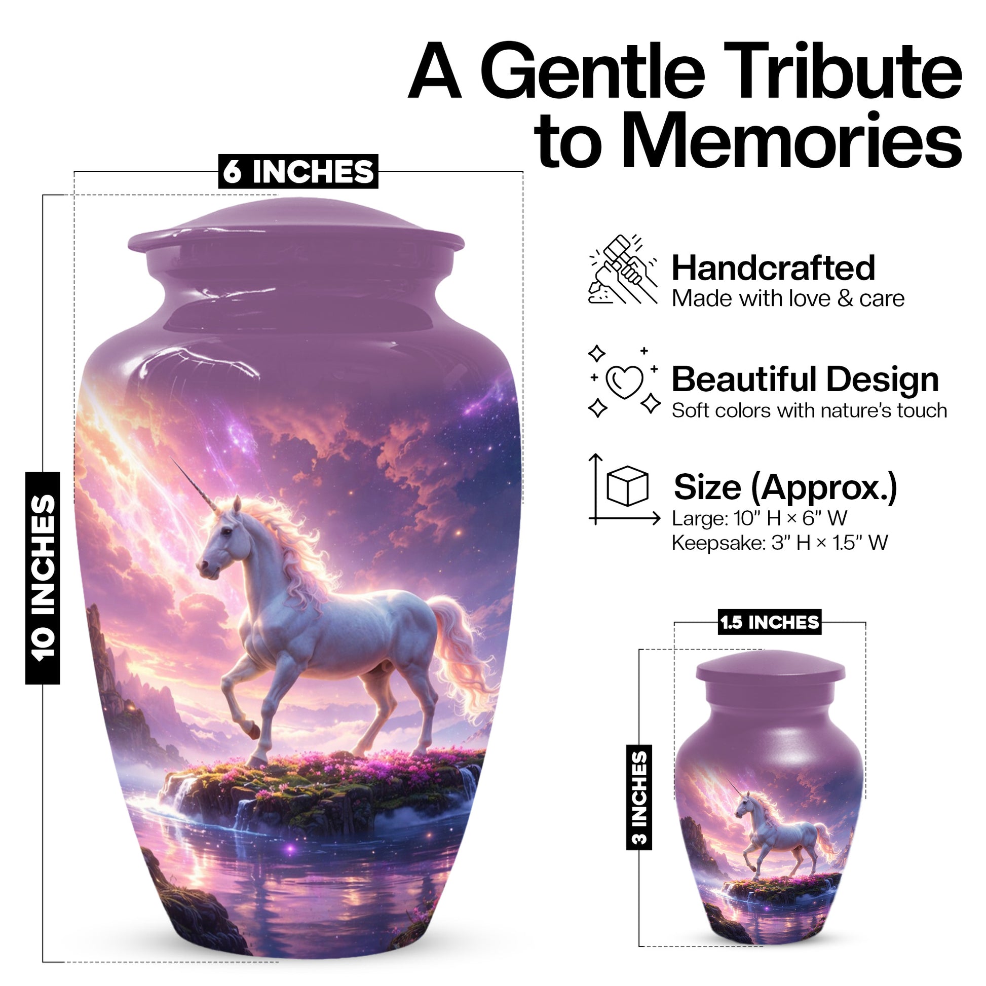 Personalized Unicorn Urn for Mom – Custom Fantasy Cremation Urn for Ashes