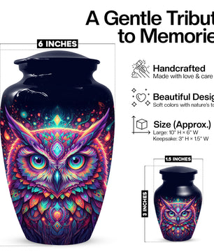 Owl Cremation Urn for Ashes – Custom Colorful Owl Memorial Urns for Mom& Dad -Women & Men