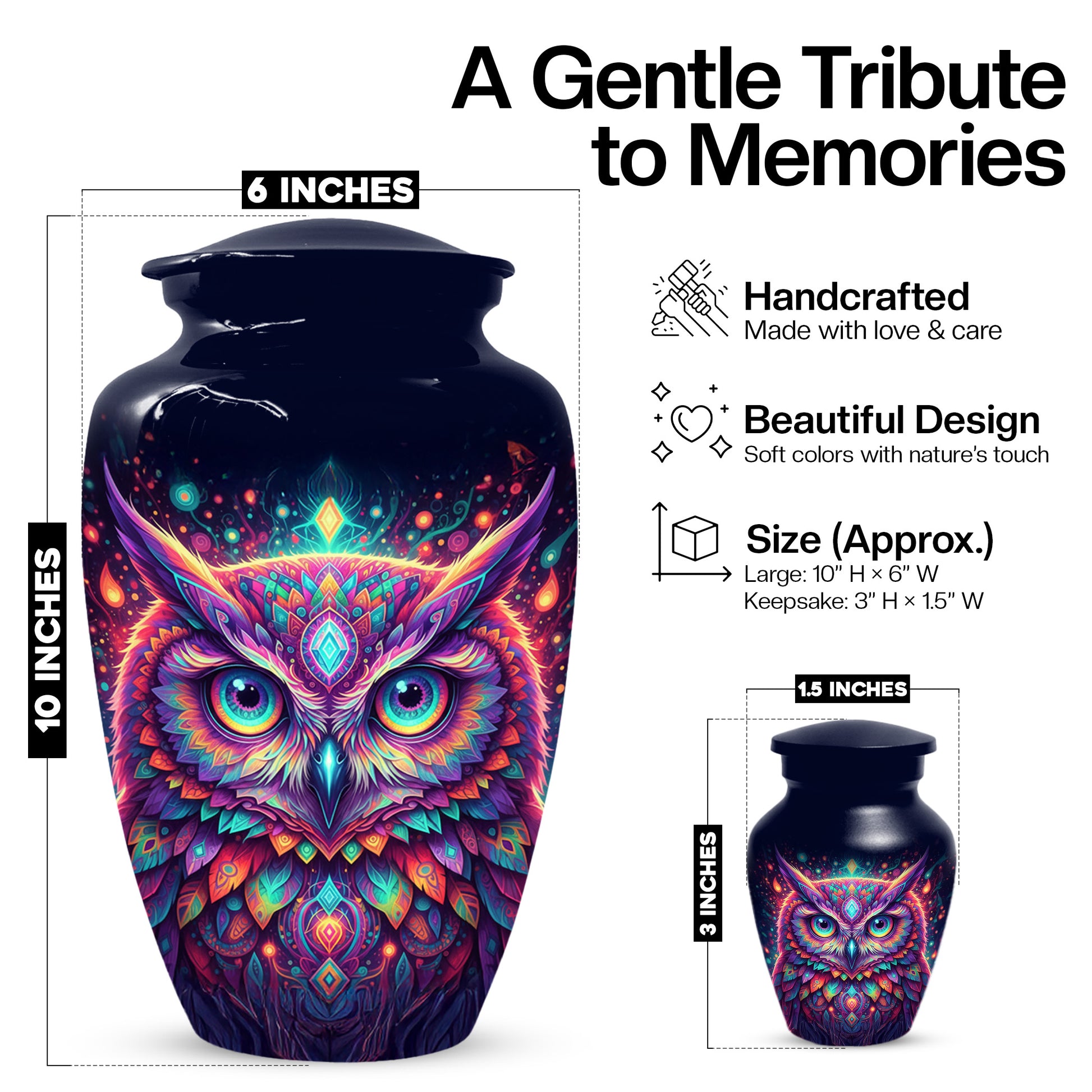 Owl Cremation Urn for Ashes – Custom Colorful Owl Memorial Urns for Mom& Dad -Women & Men