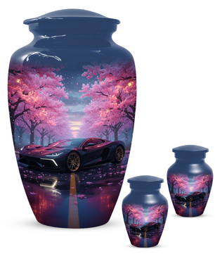 Personalized Sports Car Urn for Dad – Cherry Blossom Cremation for Ashes| Luxury Car Memorial Urns for Father