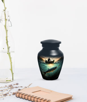 Fisherman Urn for Ashes -  Personalized Gone Fishing Memorial | Custom Cremation Urns for Dad