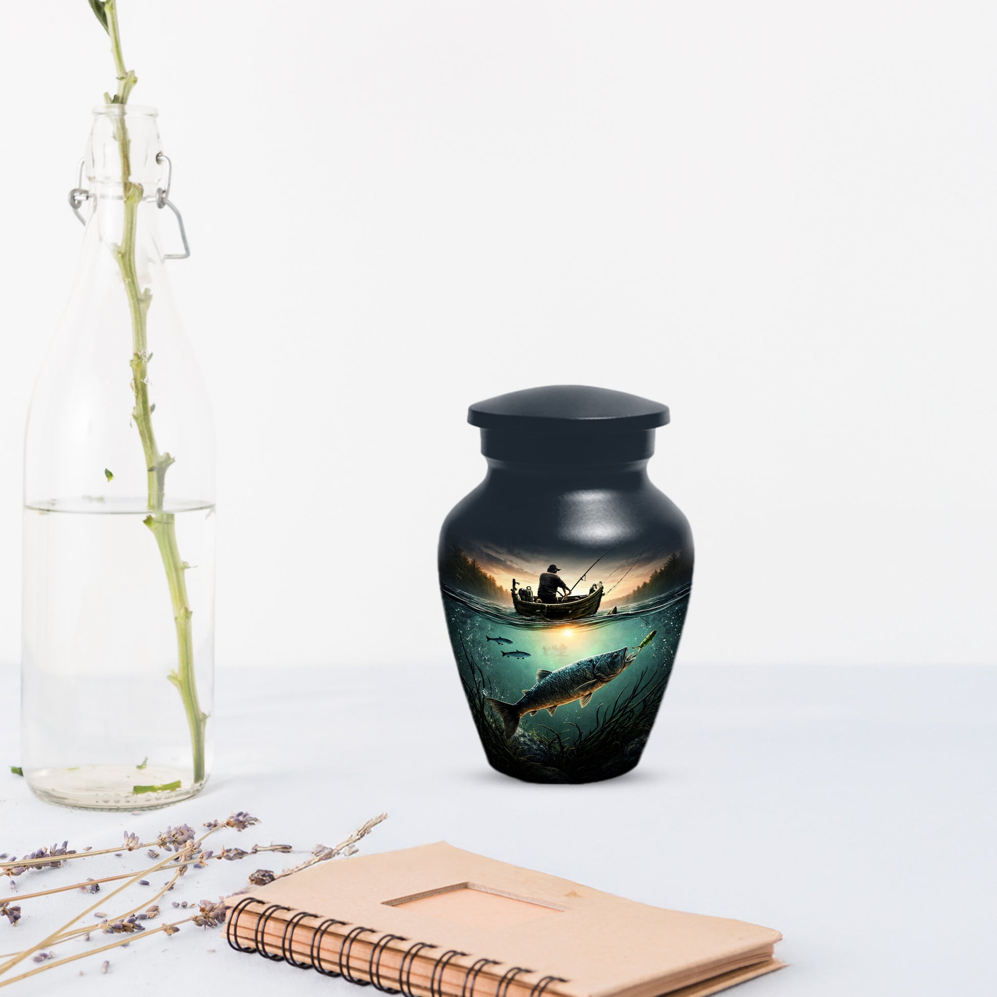 Fisherman Urn for Ashes -  Personalized Gone Fishing Memorial | Custom Cremation Urns for Dad