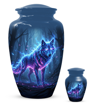 Personalized Wolf Cremation Urn for Dad – Mystical Wolf Keepsake Urns for  Human Ashes