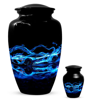 Blue Sports Car Urn for Dad – Custom Car Keepsake Urns for Human Ashes