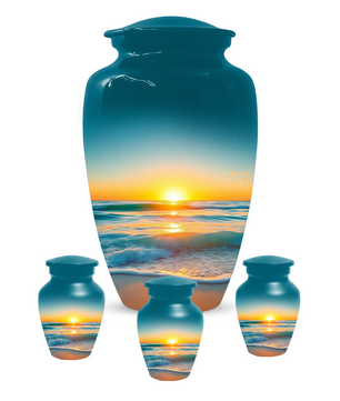 Beach Sunset Memorial Urn for Human Ashes, Ocean Cremation Urn