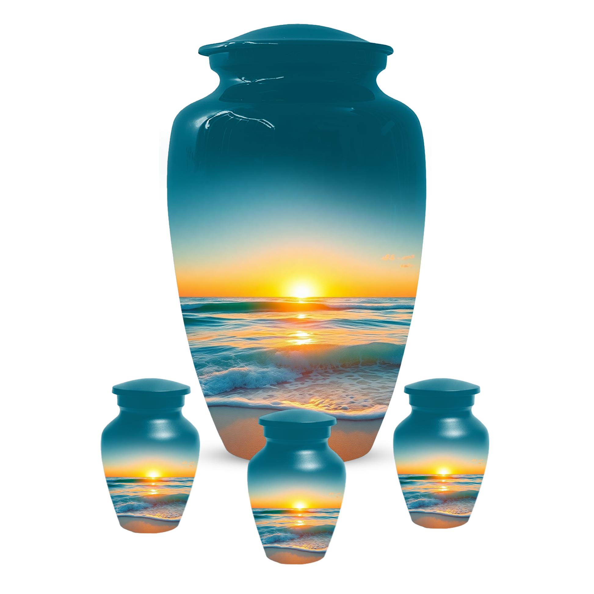 Beach Sunset Memorial Urn for Human Ashes, Ocean Cremation Urn