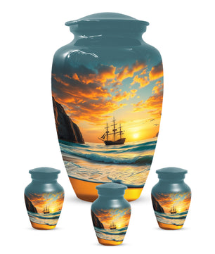 Beach Urn for Mom – Custom Ocean Sunset Cremation Urns for Ashes | Coastal Memorial Keepsake for Female