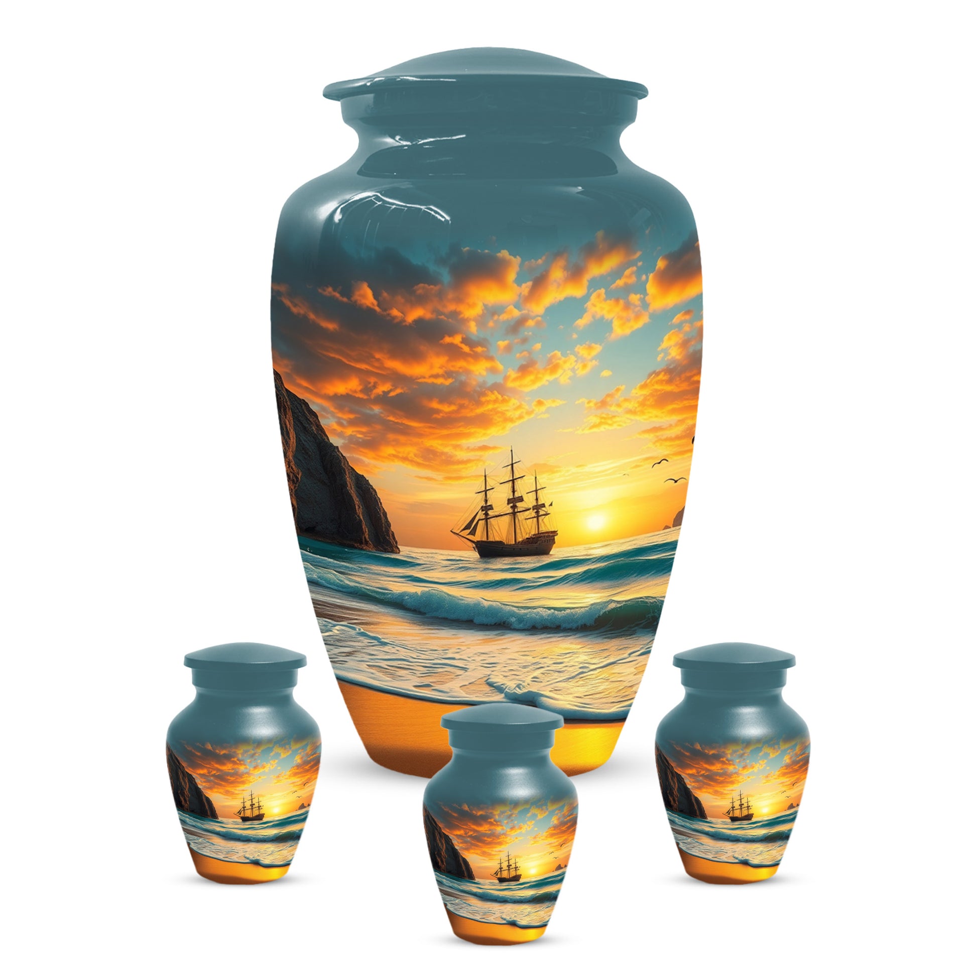 Beach Urn for Mom – Custom Ocean Sunset Cremation Urns for Ashes | Coastal Memorial Keepsake for Female