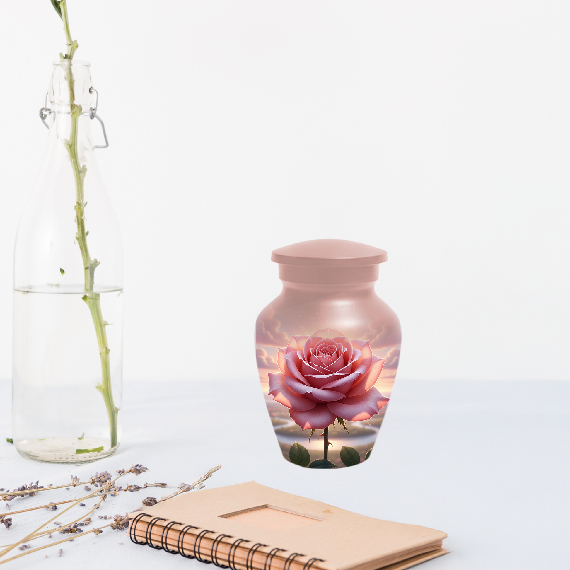 Pink Rose Memorial Urn | Custom Cremation Flower Urn for Human Ashes