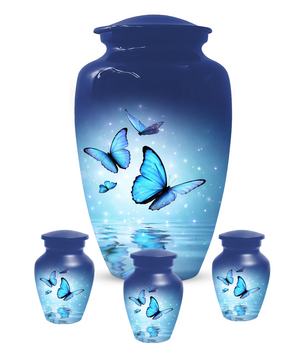 Blue Butterfly Urn for Ashes, Custom Butterfly Cremation Urn, Memorial Urn for Mom