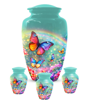 Butterfly Rainbow Memorial Urn for Ashes, Custom Butterfly Cremation Urn, Urn for Mom
