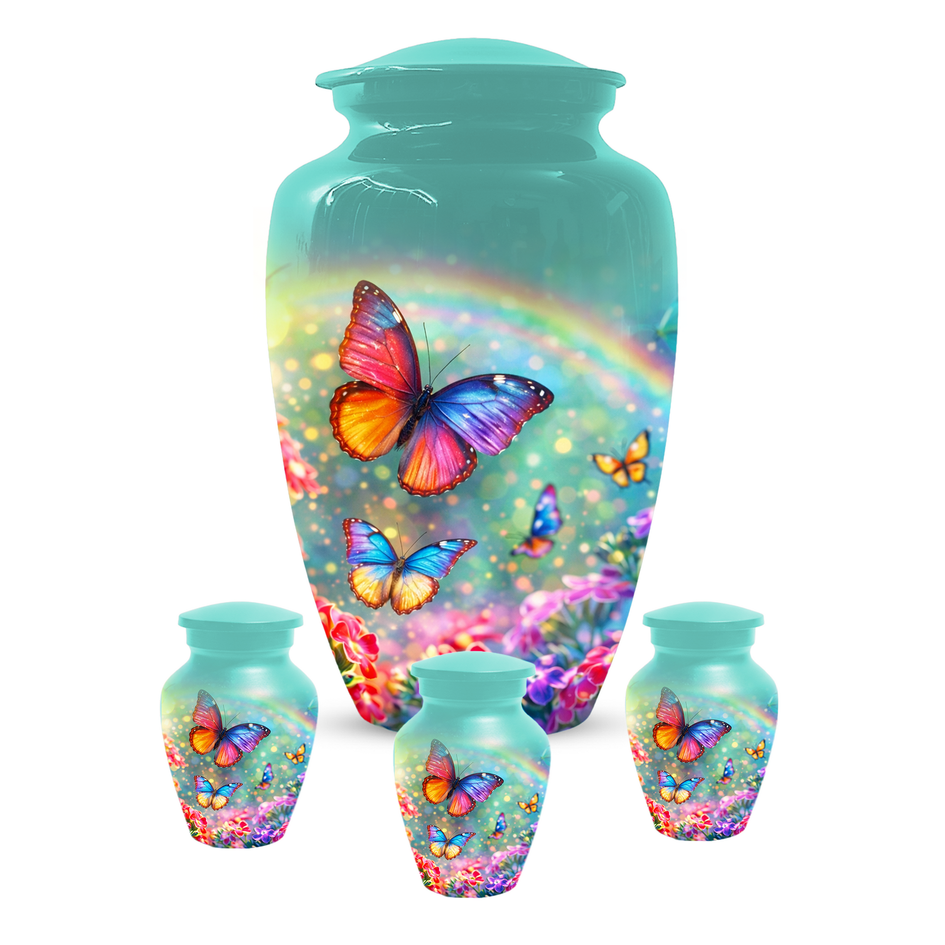 Butterfly Rainbow Memorial Urn for Ashes, Custom Butterfly Cremation Urn, Urn for Mom