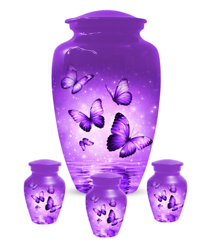 Purple Butterfly Memorial Urn for Ashes, Custom Butterfly Cremation Urn