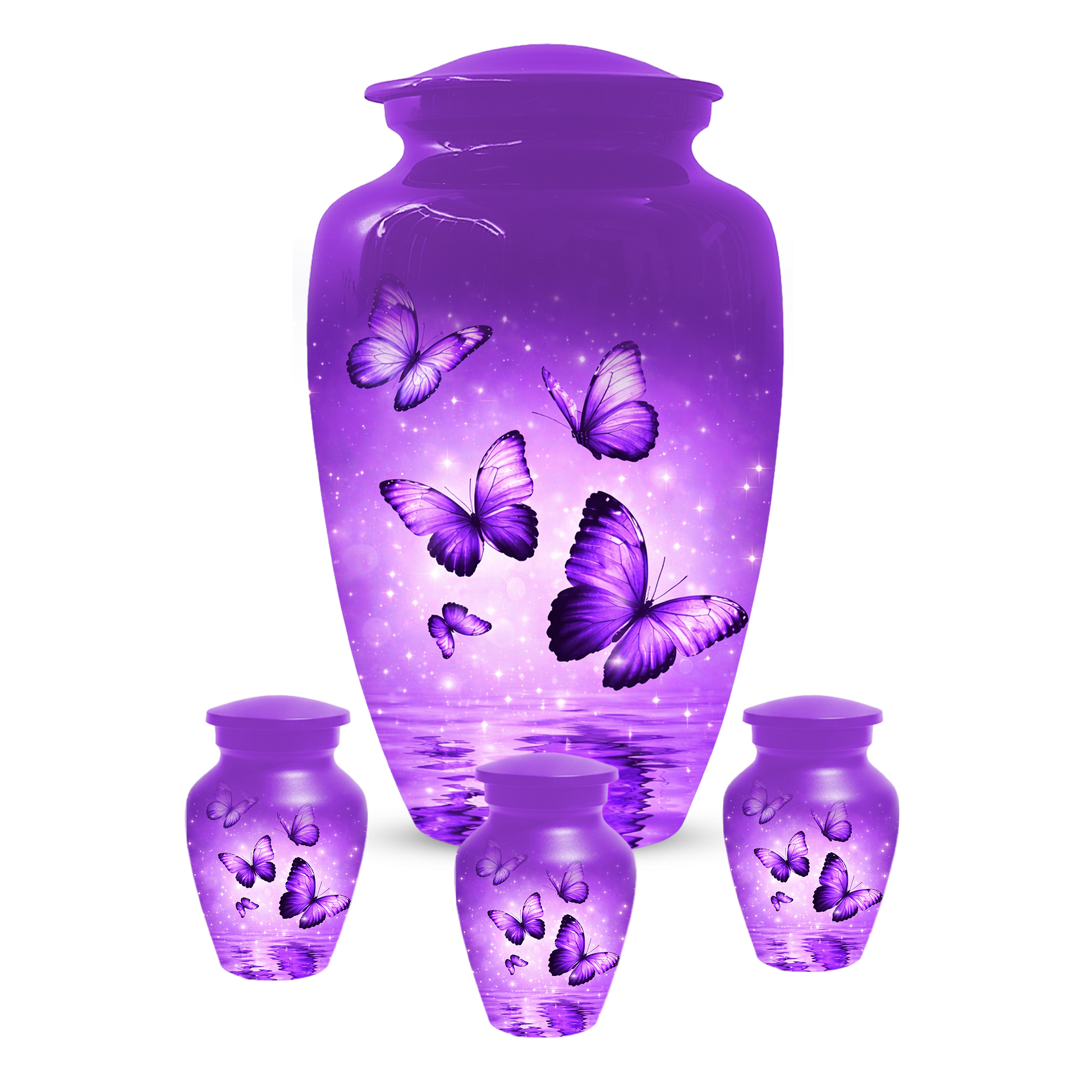 Purple Butterfly Memorial Urn for Ashes, Custom Butterfly Cremation Urn