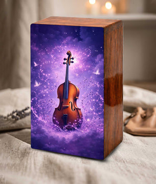 Purple Guitar Keepsake Urn for Ashes - Music Funeral Cremation Box Urns