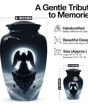 Personalized Angel Urn for Mom – Moonlight Guardian Angel Cremation Urn for Ashes