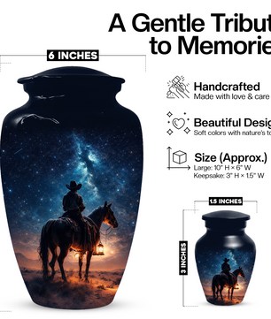 Cowboy Urn for Ashes, Western Dad Memorial Urn, Horse Cremation Urn
