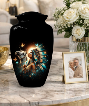 Native American Inspired Memorial Urn for Ashes | Custom Cremation Urn