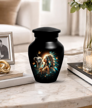 Native American Inspired Memorial Urn for Ashes | Custom Cremation Urn
