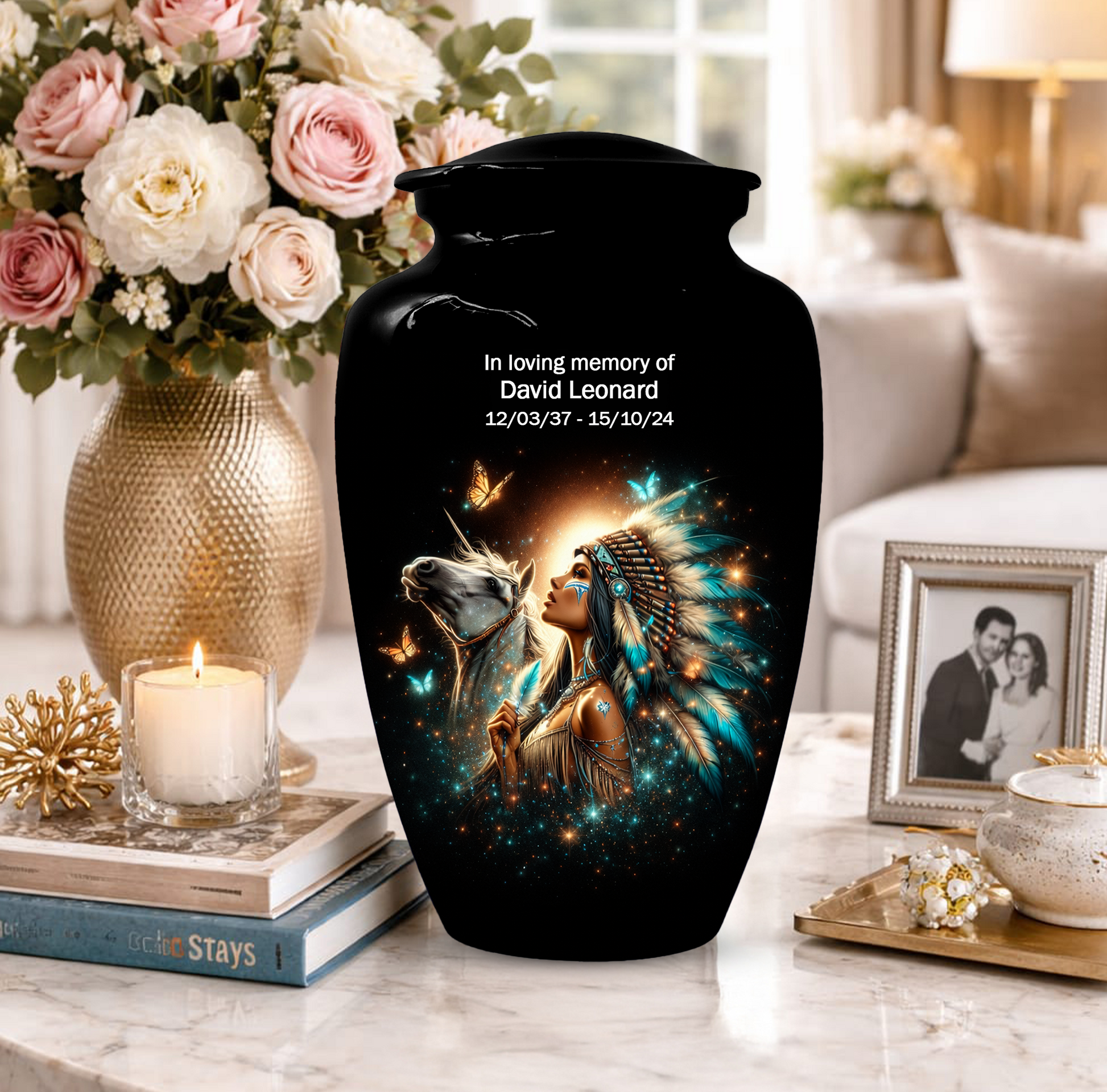 Native American Inspired Memorial Urn for Ashes | Custom Cremation Urn