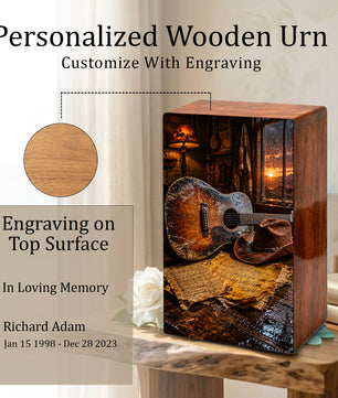 Cowboy Legacy Urn For Ashes Male - Western Cremation Wooden Urns For Dad