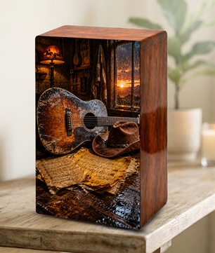 Cowboy Legacy Urn For Ashes Male - Western Cremation Wooden Urns For Dad