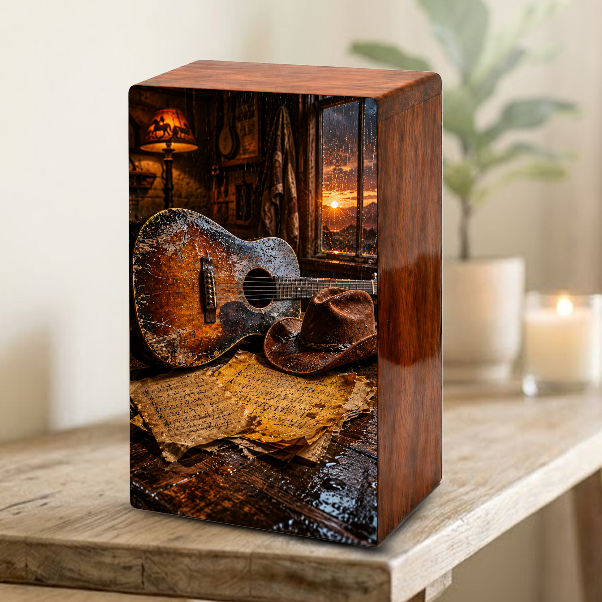 Cowboy Legacy Urn For Ashes Male - Western Cremation Wooden Urns For Dad