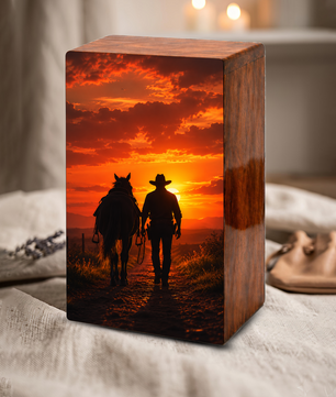 Personalized Cowboy Urn For Ashes Male - Western Cowboys Cremation Urns For Dad