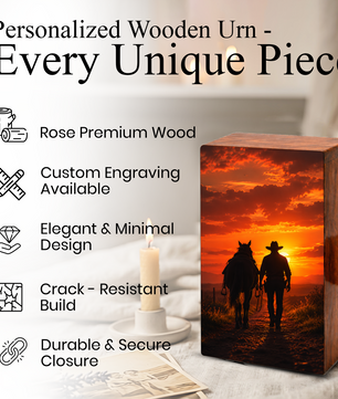 Personalized Cowboy Urn For Ashes Male - Western Cowboys Cremation Urns For Dad