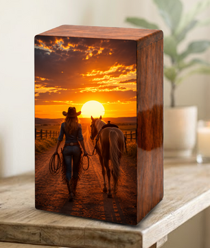 Cowgirl Urn For Ashes Female - Western Cremation Urns For Adult Women
