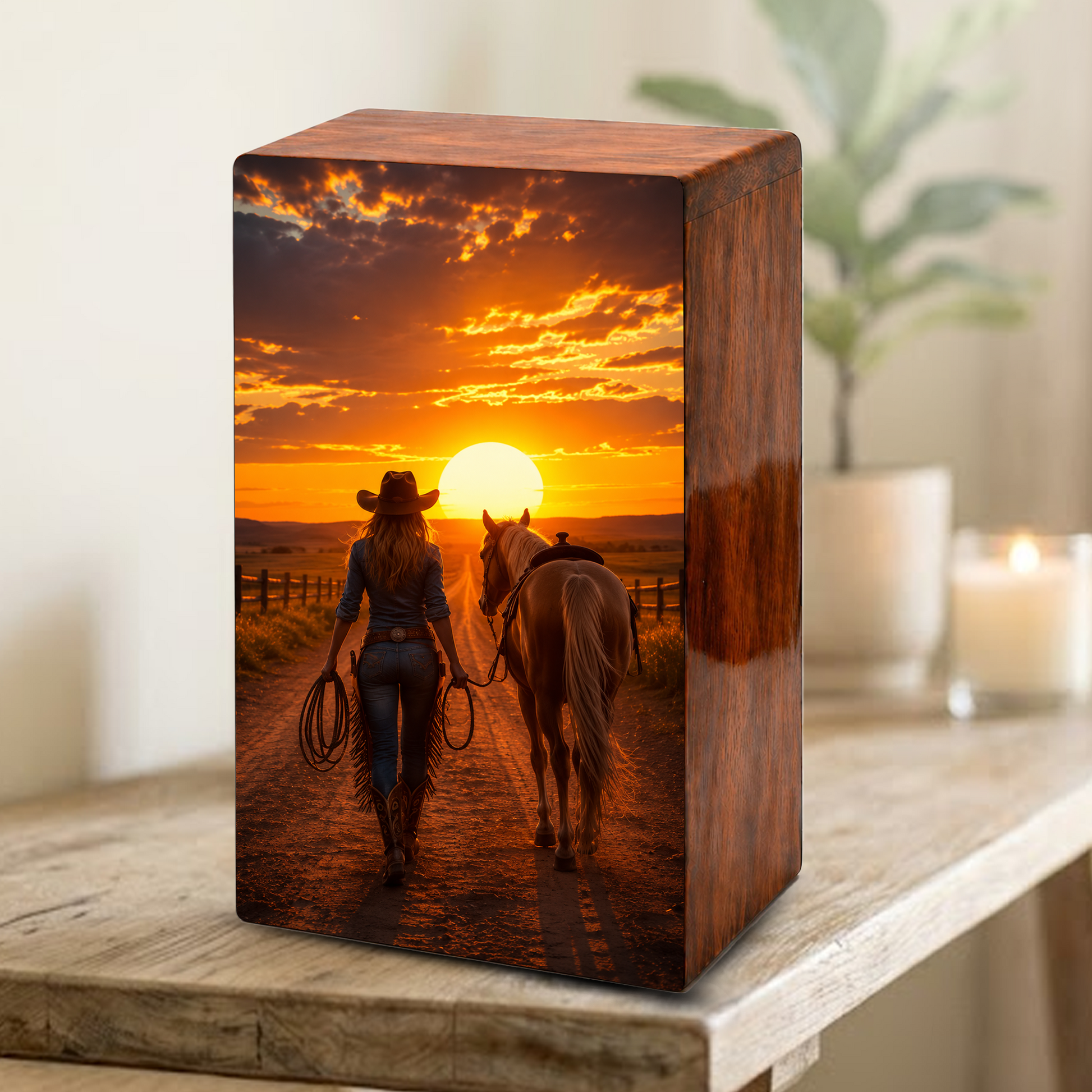 Cowgirl Urn For Ashes Female - Western Cremation Urns For Adult Women