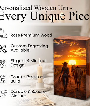 Cowgirl Urn For Ashes Female - Western Cremation Urns For Adult Women