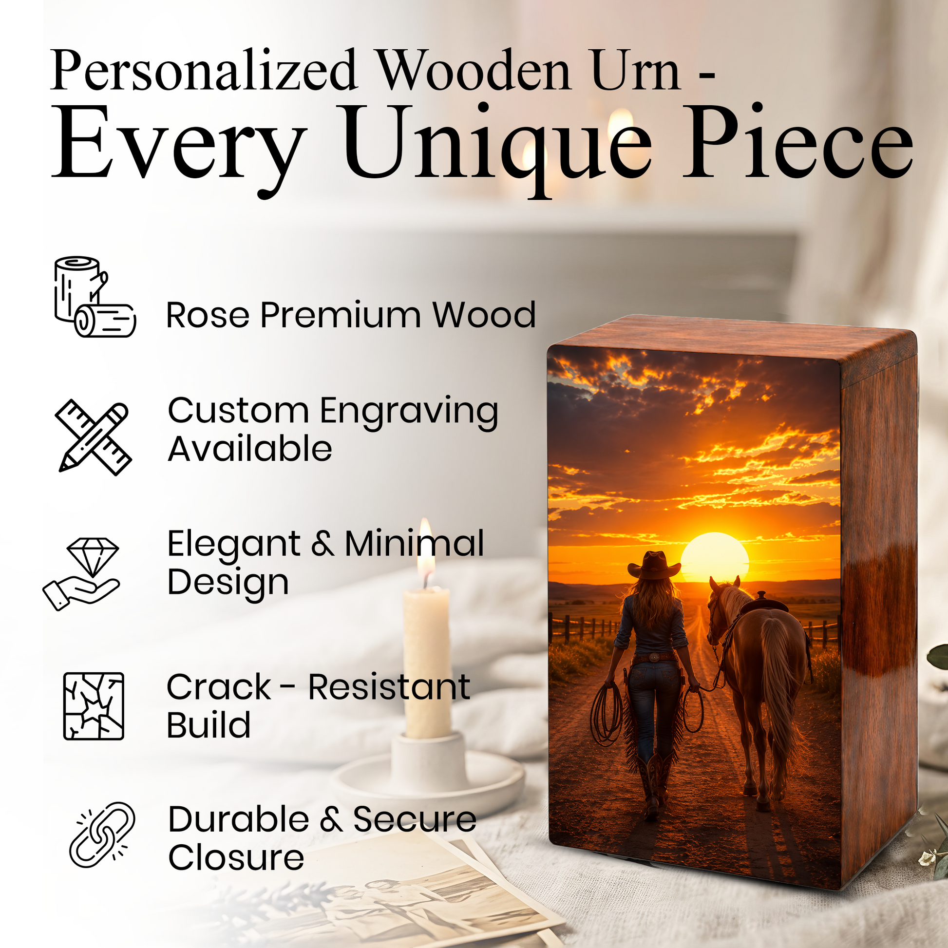 Cowgirl Urn For Ashes Female - Western Cremation Urns For Adult Women