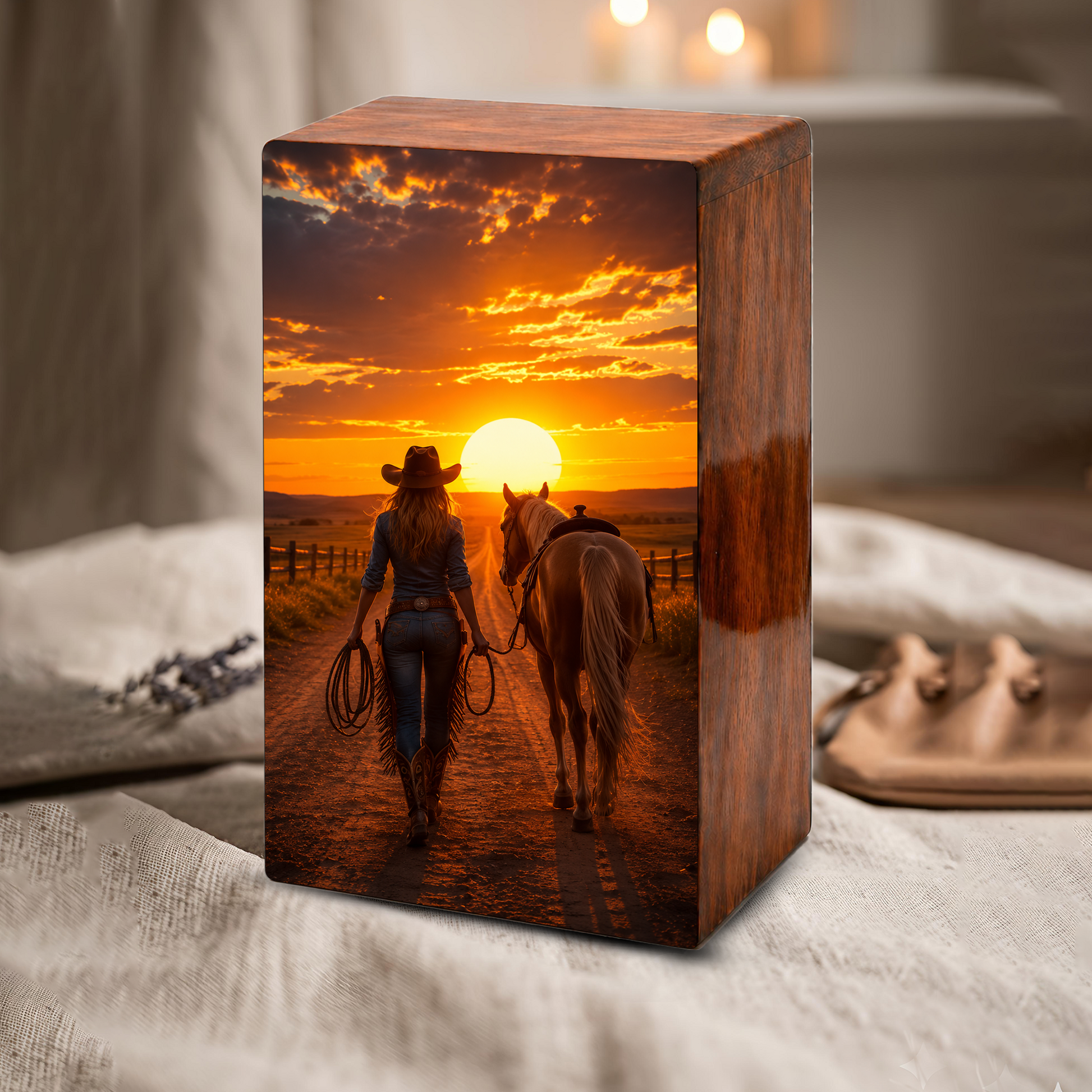 Cowgirl Urn For Ashes Female - Western Cremation Urns For Adult Women